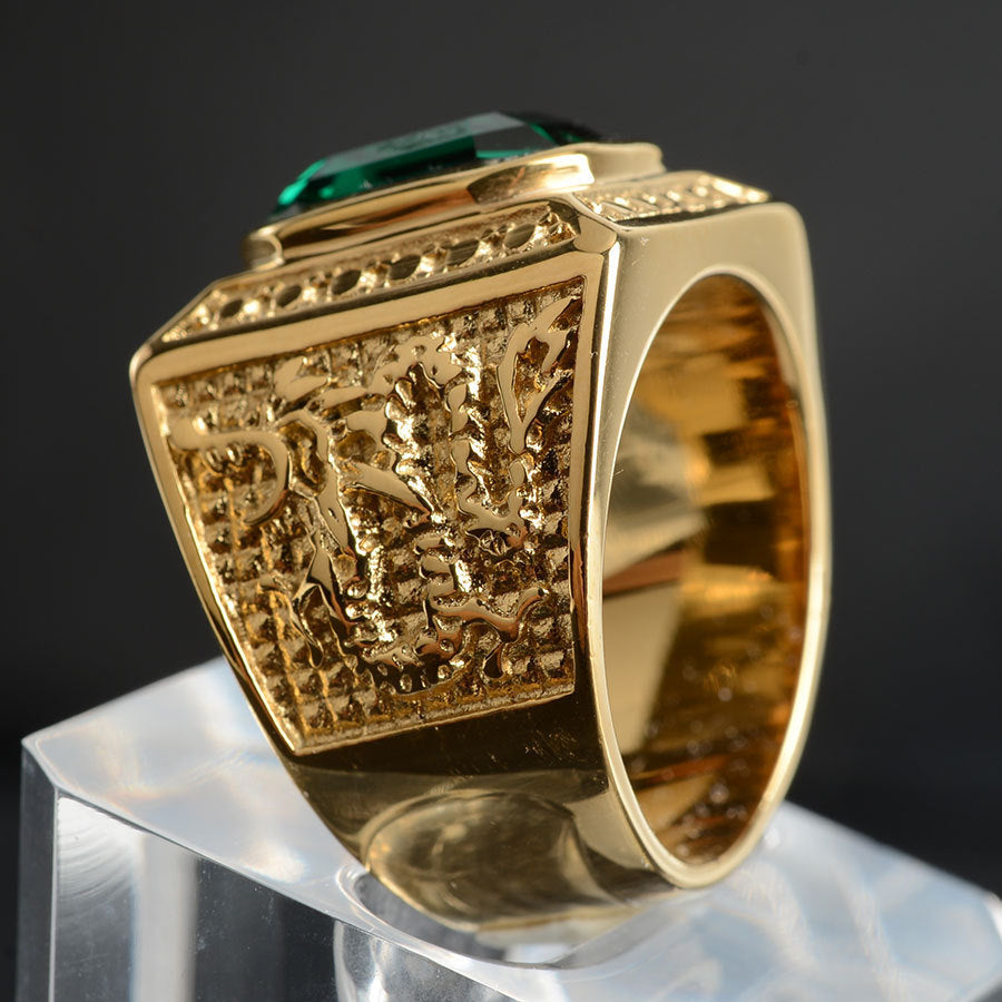 Unisex Stainless Steel Ring With Geometric Design Texture Casting Inlay Gems Statement Bands For Everyday Wear