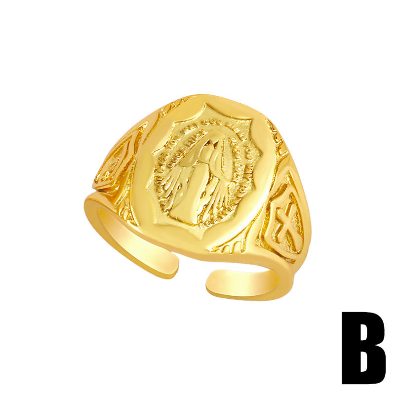 Copper Ring With Zircon Inlay Open Adjustable Womens Geometry Design Jewelry Elegant Fashion Accessory For All