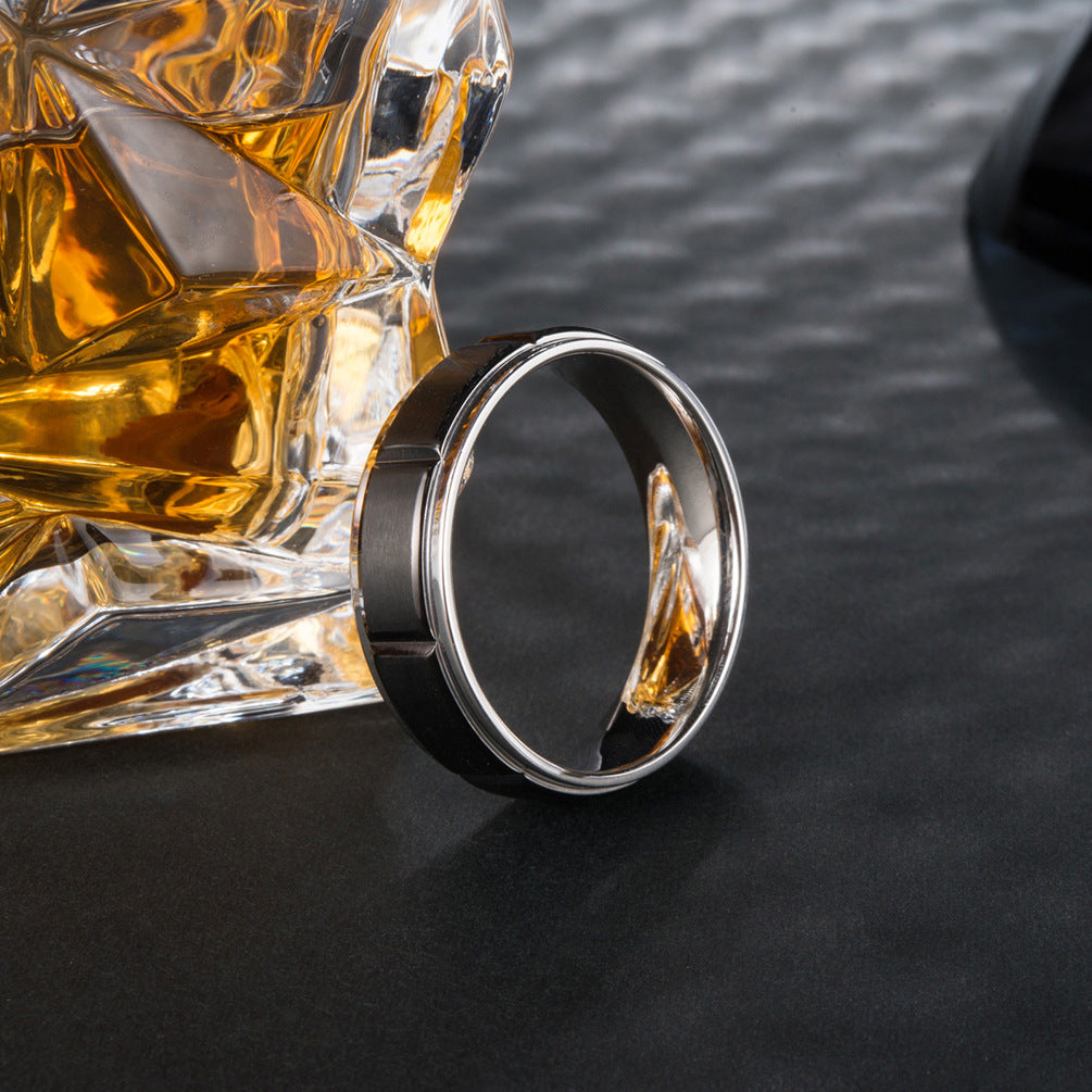 Two Tone Frosted Stainless Steel Ring For Men European American Style Round Classic Accessory Mens Ring Elegant Durable