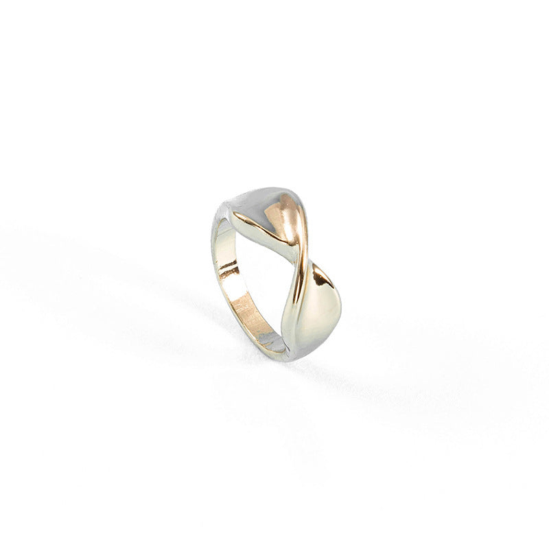 Gold Plated Geometric Ring Alloy Fashion Ring With Baked Varnish Finish Twisted Dripping Design Everyday Style