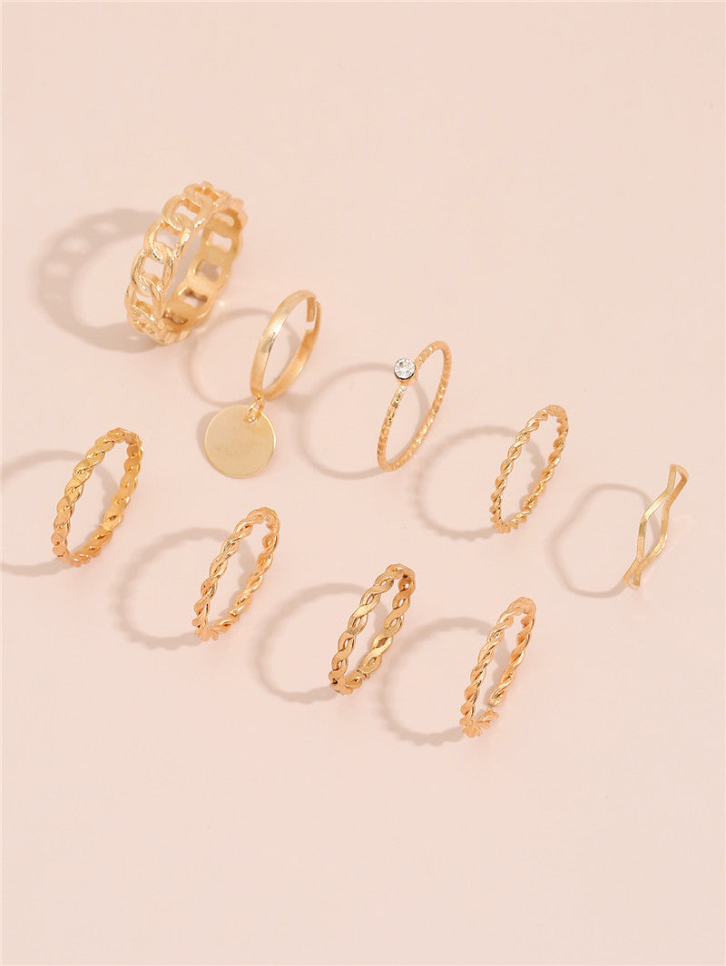 Vintage Geometry Ring Set Fashion Rings For Everyday Wear Zinc Alloy Rings AllmatchPersonalizedJewelry SetVintage Style