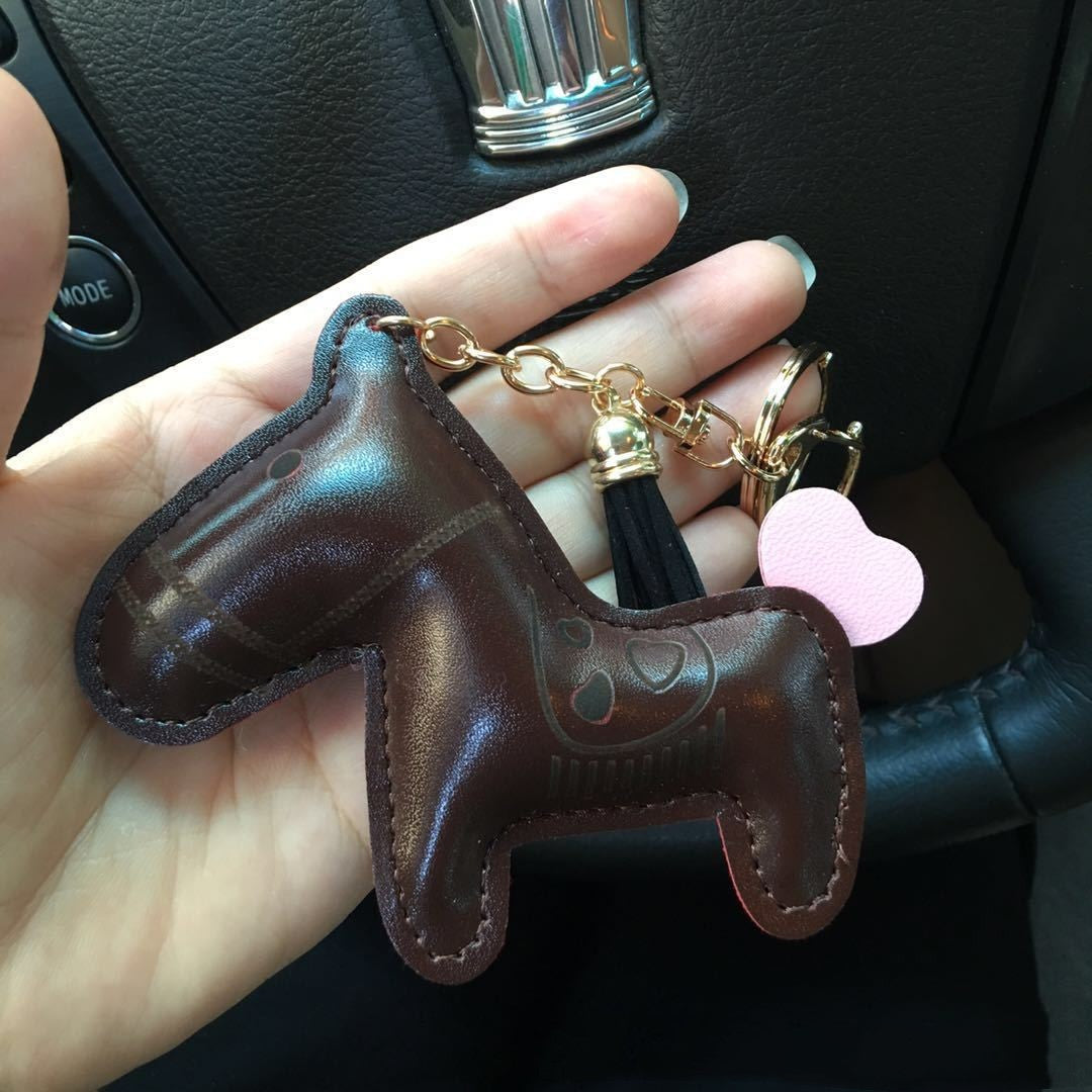 Cute Animal PU Leather Keychain Pendant for Car Keys Unisex Key Ring Decor Organization High Quality Travel Friendly