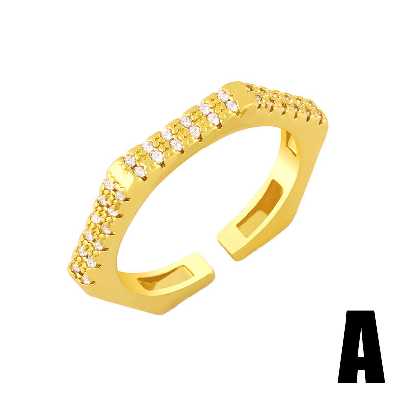 Geometric Irregular Ring For Women Copper Zircon Jewelry Fashion Style Elegant Modern Accessory Trendy Daily Wear