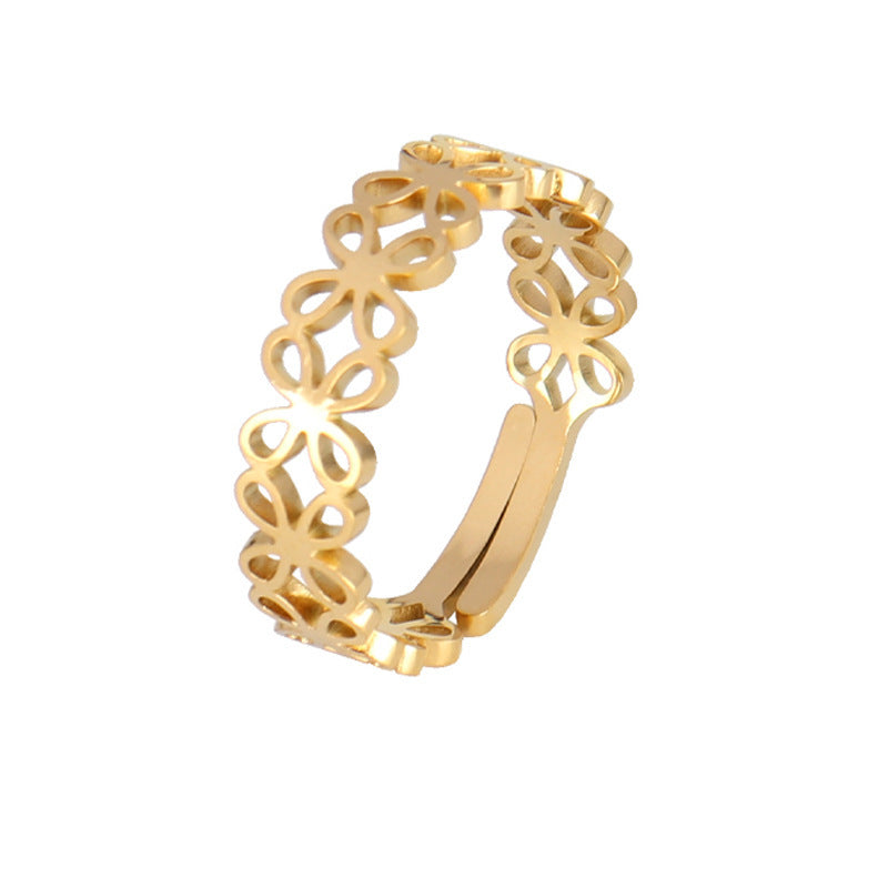 Stainless Steel Geometric Ring Natural Style Women Gold Silver Trendy Fashion Hip Hop Minimal Jewelry Timeless