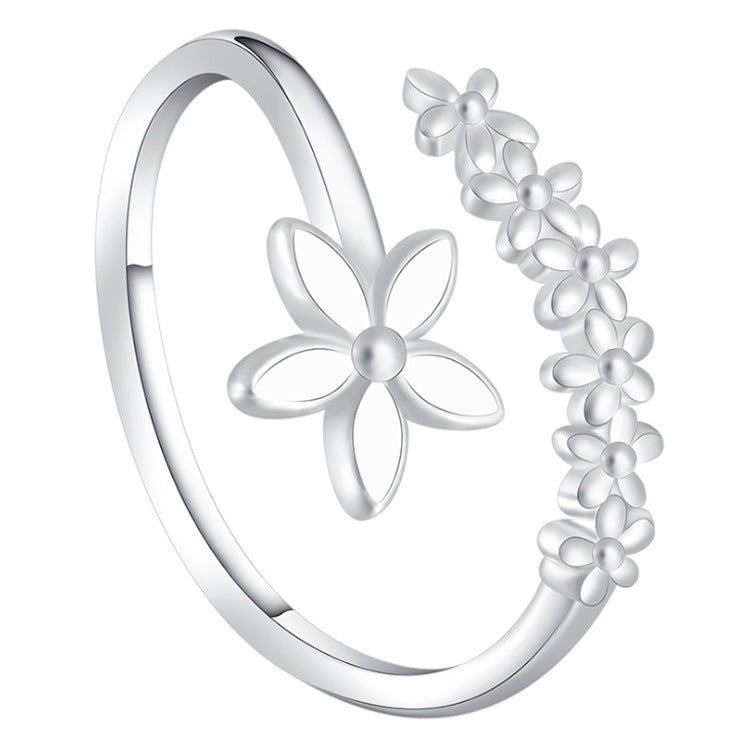 Womens Adjustable Silver Ring Korean Style Electroplated Open Band Ring Gift For Her Everyday Silver Accessory