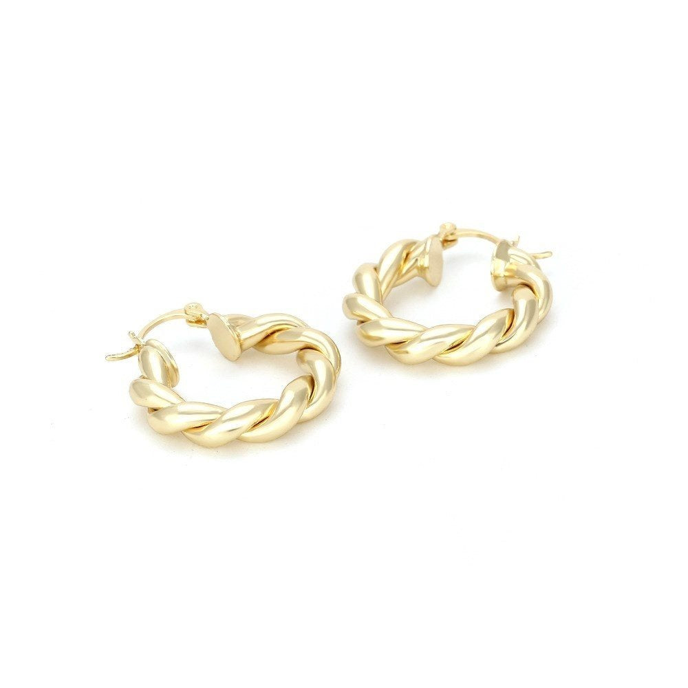 Twisted Braided Alloy Earrings with Artificial Gemstones Modern Vintage Fashion Jewelry For Everyday Occasions