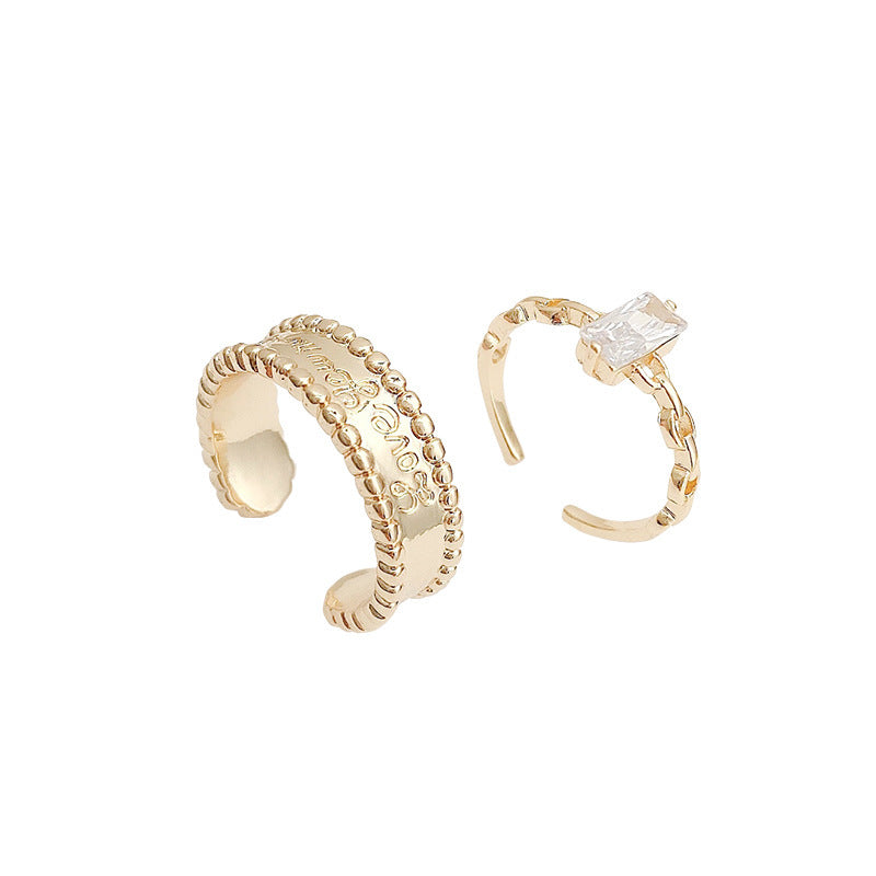 Womens Adjustable Silver Ring With Geometric Zircon Decor Irregular Metal Plated Jewelry Gift For Her Everyday Style