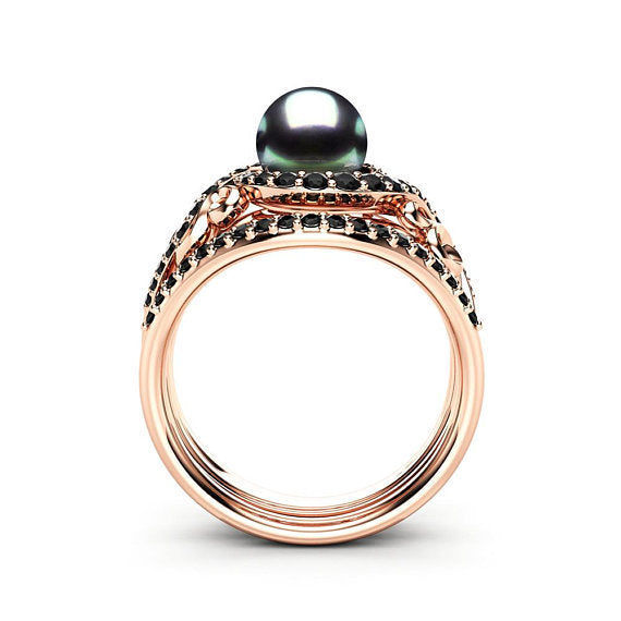 Elegant Rose Gold Copper Ring With Pearl And Zircon For Women Fashion Jewelry Durable Gift For Anniversary For Her