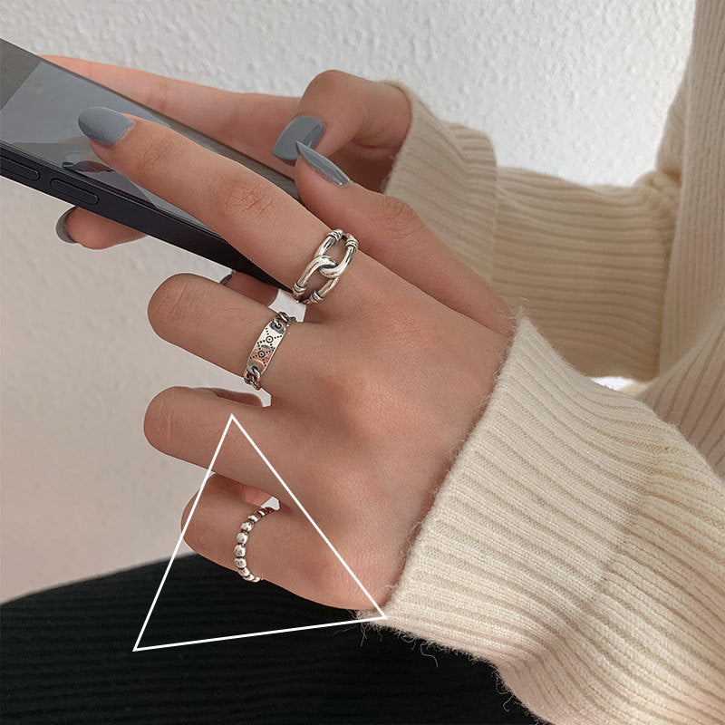 Geometric Square Ring Adjustable Opening Silver Plated Cupronickel Platinum Plated Jewelry For Women Fashion Trend