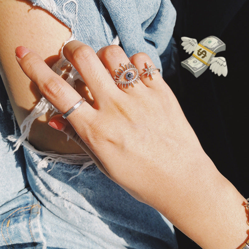 Women Geometric Ring Adjustable Opening Metal Ring With Artificial Gems Gold Plated Alloy Fashion Jewelry Accessory