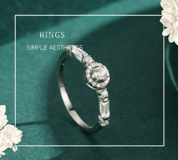 Geometric 925 Sterling Silver Ring With Gold Plated Gemstones Diamond Cut Design Jewelry Gift For Women US 5 6