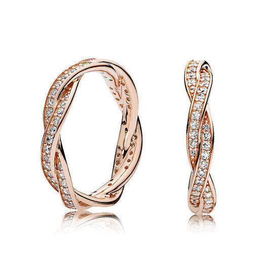 Womens Ring Geometric Design Electroplated Rose Gold and Sterling Silver Travel Souvenir Jewelry Keepsake Item