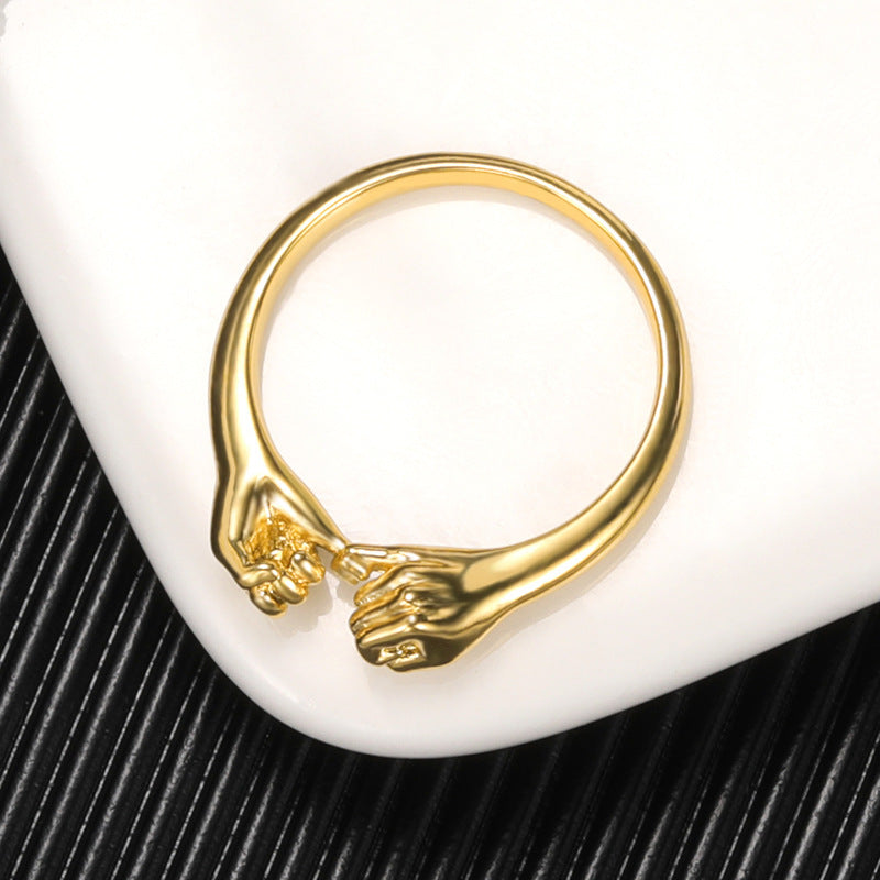 Copper Open Ring Hand Design Gilded Fashion Jewelry For Women And Men Elegant Durable Hypoallergenic Accessory Quality