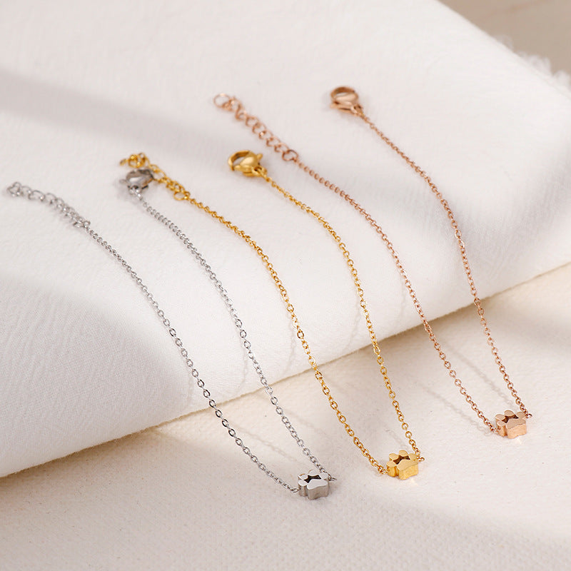 Cat Paw Print Bracelet for Women Animal Lover Jewelry Stainless Steel with Electroplated Finish Gift Ideas Soon