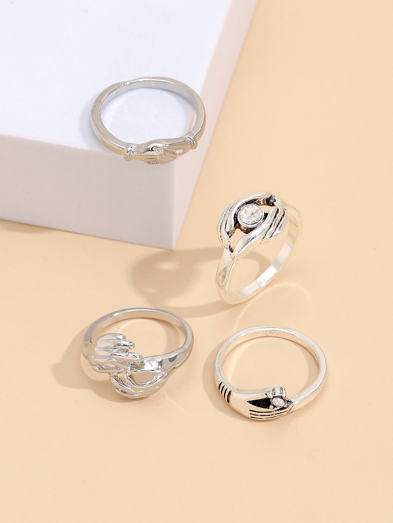 Womens Geometric Ring Set Electroplated Zinc Alloy Rings Niche Design Fashion Jewelry For Women For Daily Wear