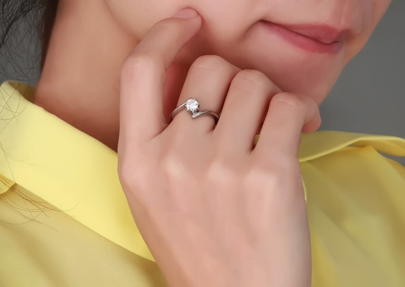 Womens Zircon Micro Inlaid Stainless Steel Ring Rhombus Shape Jewelry For Wedding Engagement Anniversary Gift Durable