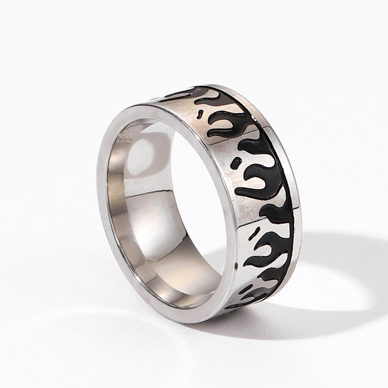 Geometric Titanium Ring Unisex Electroplated Band Jewelry