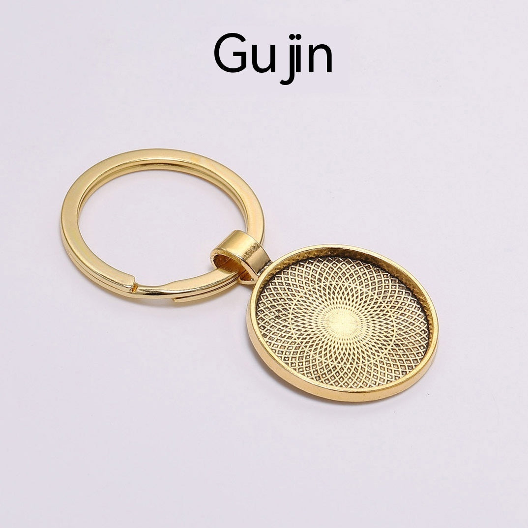 Metal Key Ring Pendants 5 Piece Pack Nickel Free Keychains Southeast Asian Decor Charms Embossed White K Antique