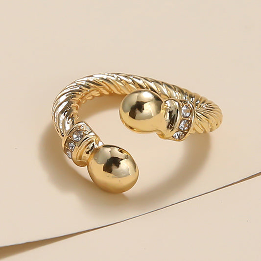 Womens Twist Ring Irregular Ball Alloy Index Finger Ring European American Fashion Ring European Fashion Style