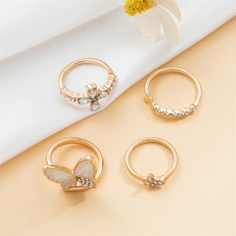 Womens Geometric Knuckle Rings Gold Plated Alloy Fashion Ring European And American Design Trendy One Size Set