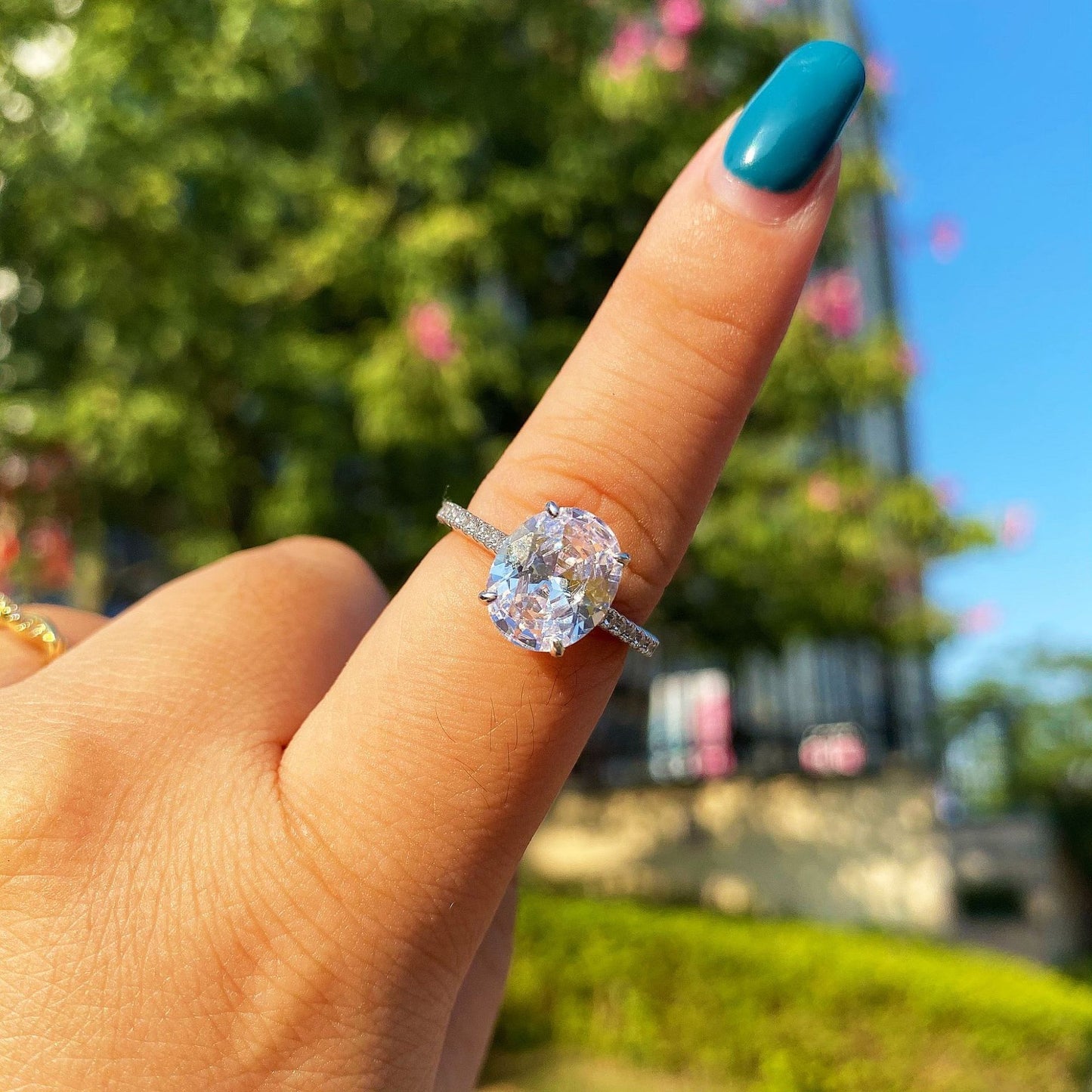 Womens Silver Ring With Geometric Design Gold Plated Artificial Gems Fashion Jewelry European Style Elegant Gift For Her