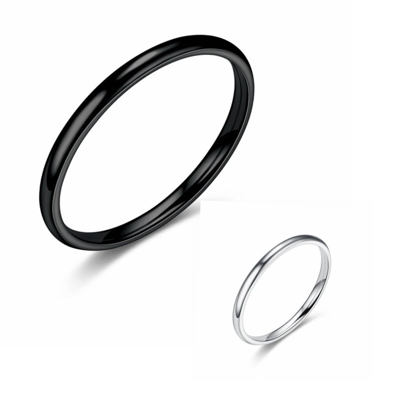 Stainless Steel Couple Rings Matching Bands Simple Glossy Style for Women and Men Anniversary Jewelry Gift Set