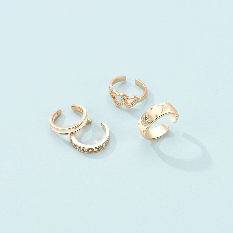 Womens Gold Plated Ring Set Knuckle Stackable Geometric Design Jewelry Trendy Rings Everyday Wear Modern Style