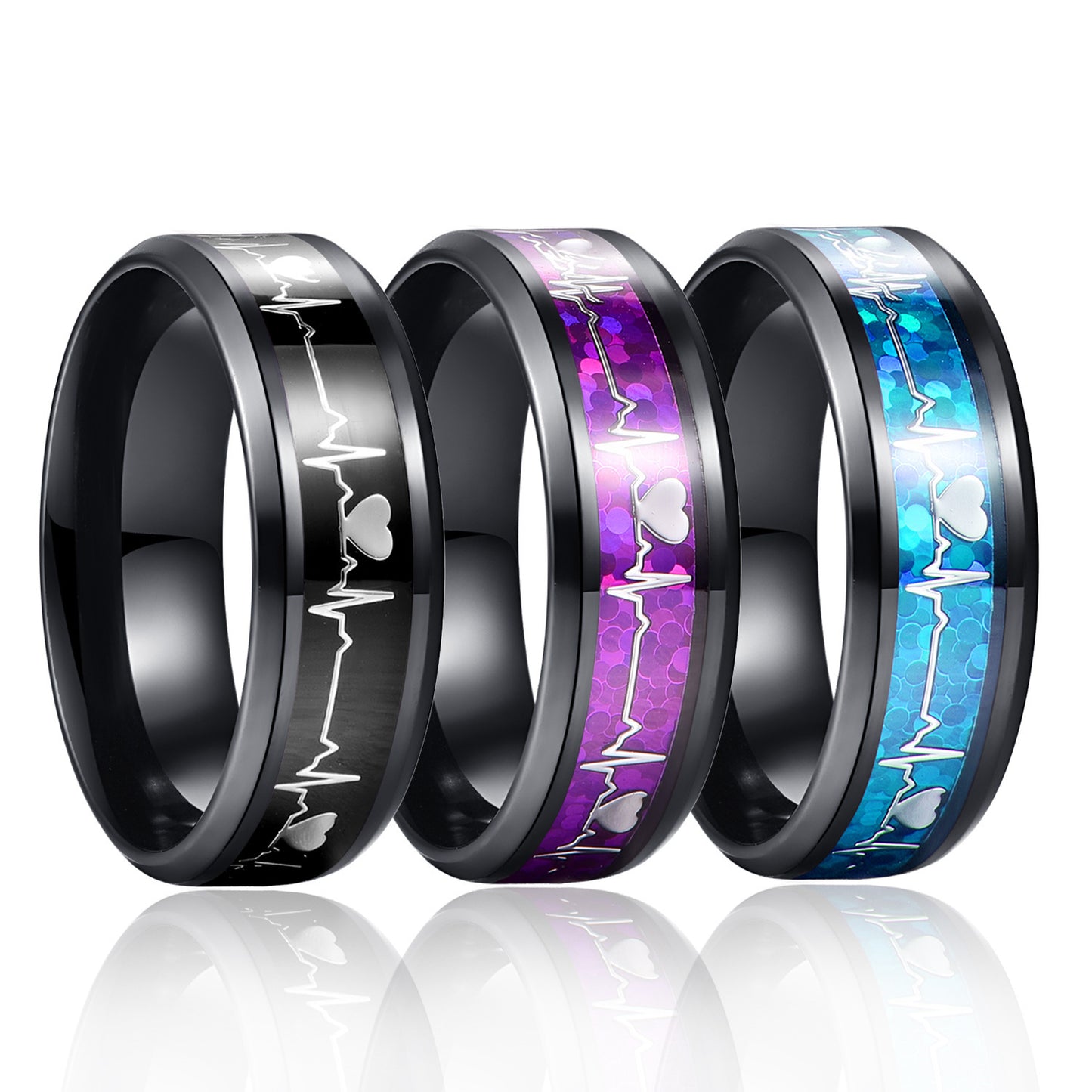 Heartbeat Metal Ring For Women Men Handmade Alloy Inlaid Artificial Gemstone Fashion Jewel Gift Durable Elegant