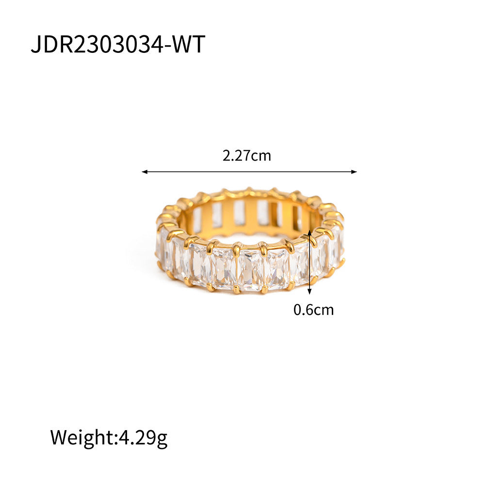 Stainless Steel Ring Electroplated With Zircon Stone Fashion Jewelry For Women Girls Band Ring For Any Occasion