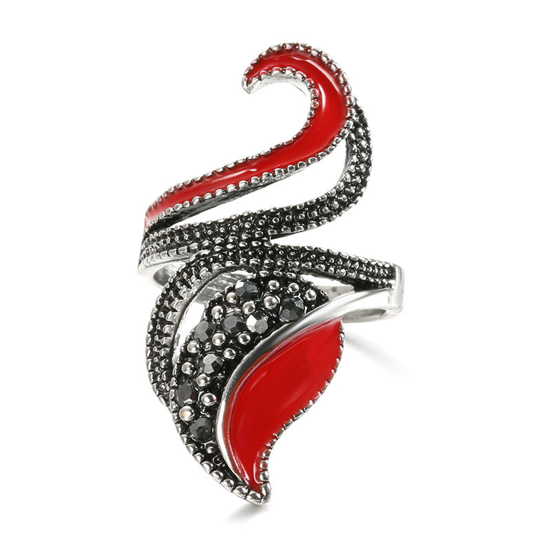 Womens Alloy Leaf Feather Ring Simple Fashion Jewelry Gift