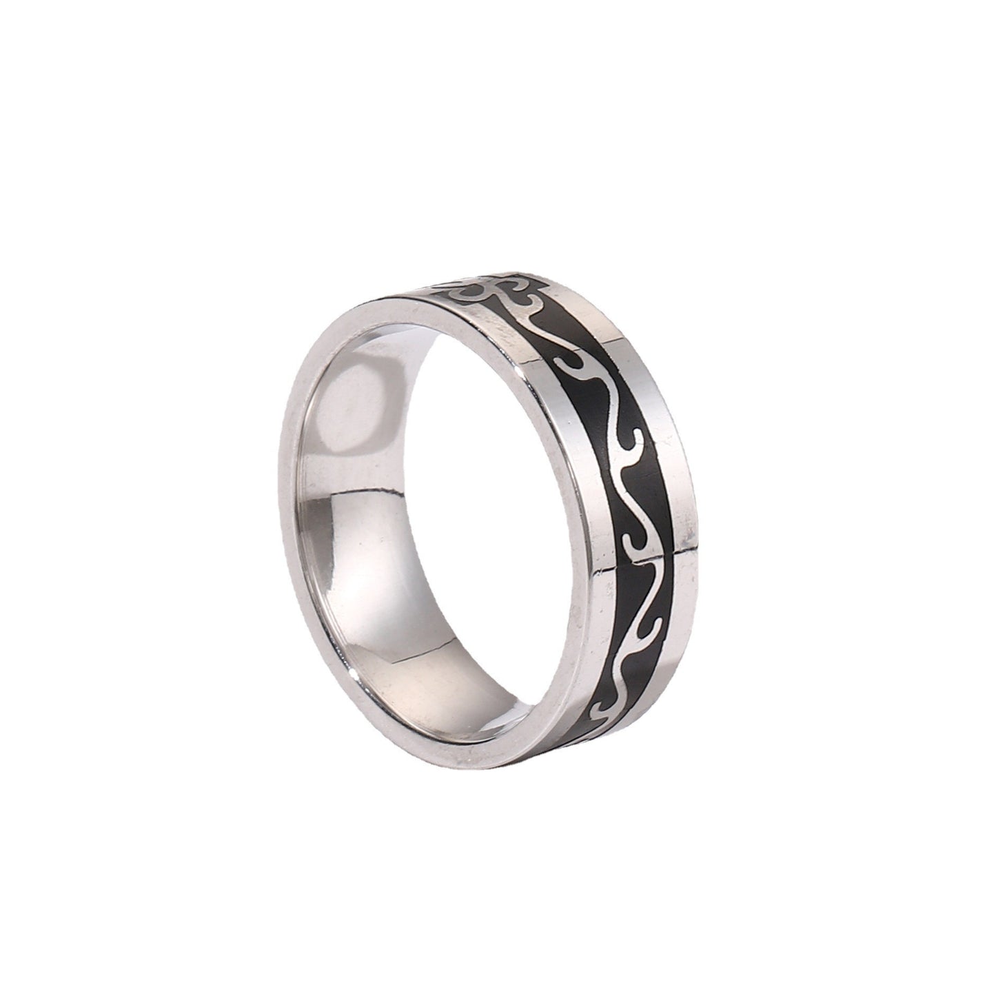 Geometric Titanium Ring Unisex Electroplated Band Jewelry
