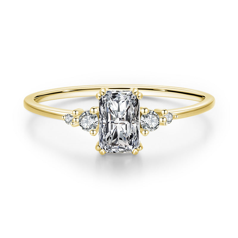 Sterling Silver Ring Set Zircon Inlay Crown Rainbow