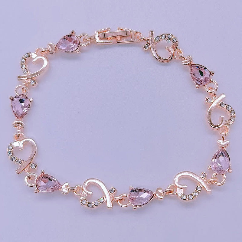 Womens Elegant Hollow Flower Bracelet Rhinestone Inlay Alloy Bangle for Wedding Party Jewelry Geometric Shape