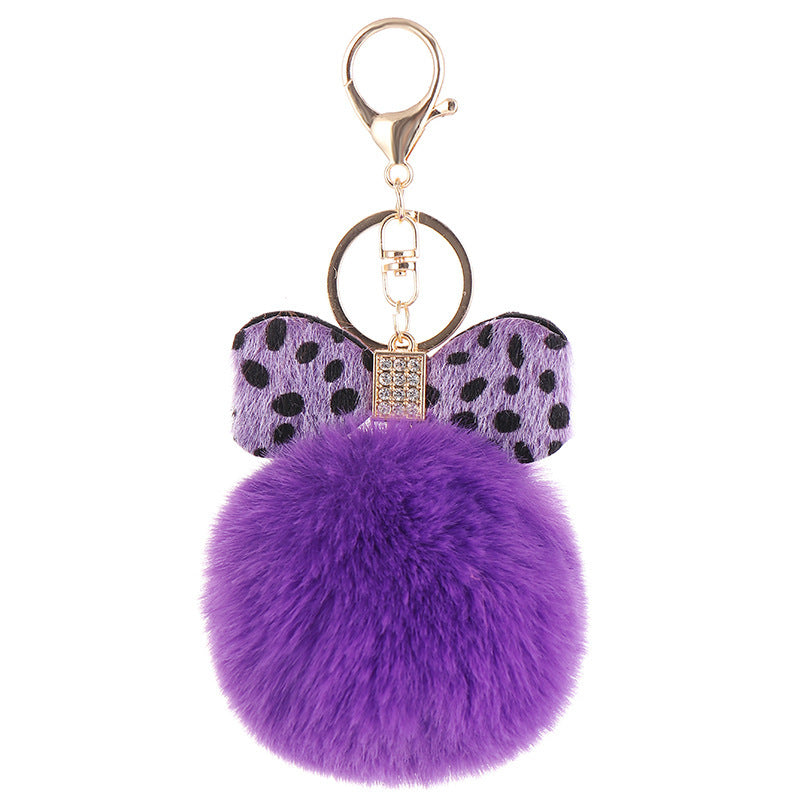 Fur Ball Leopard Keychain Fluffy Pom Pom Pendant For Backpacks Purses Bags Rabbit Hair Cute Gift Idea For All Ages