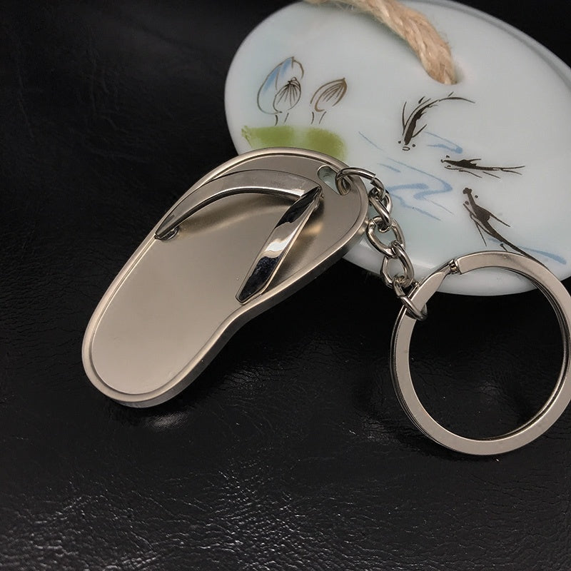 Slippers Keychain Zinc Alloy Electroplated Fashion Accessory for Men and Women Stylish Key Ring Durable Design