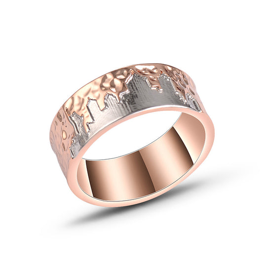 Two Tone Plated Copper Ring Creative Design Polished Finish Exquisite Craftsmanship Durable Accessory Fashion Jewelry