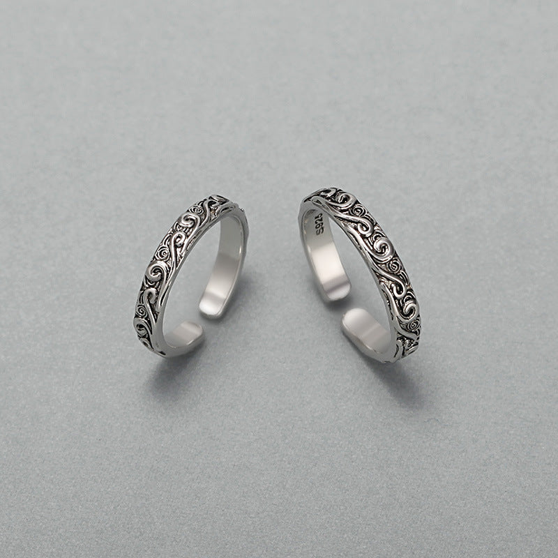 Couple Copper Rings Set Adjustable His Hers Geometric Design With Electroplated Finish Stylish Jewelry Couples