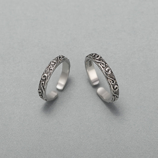 Couple Copper Rings Set Adjustable His Hers Geometric Design With Electroplated Finish Stylish Jewelry Couples