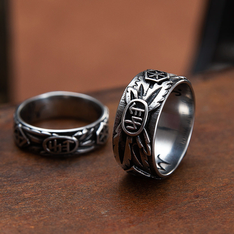 Men's Stainless Steel Skull Ring Vintage Couple Ring Old Domineering Cross Design Biker Ring Gothic Ring for Men and Women Fashion Jewelry