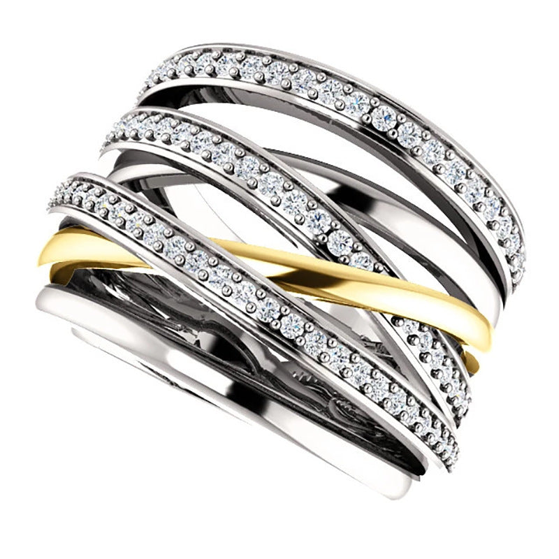 Women's Multi Row Winding Inlaid Zircon Ring Gold Plated Trendy Fashion Jewelry Elegant Durable  Holiday Gifts