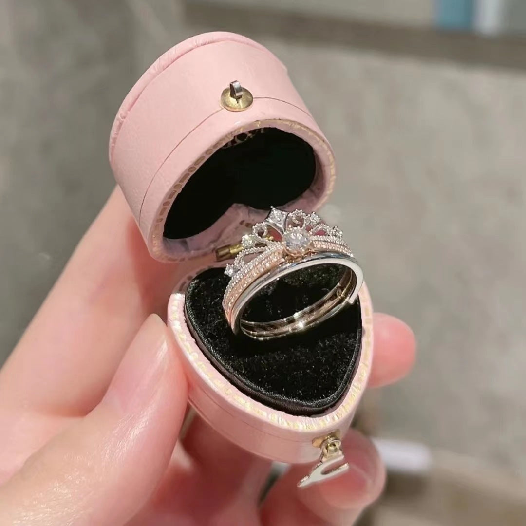 Adjustable Princess Castle Ring Open Fireworks Crown Design Electroplated Copper Alloy Jewelry Gift For Ladies