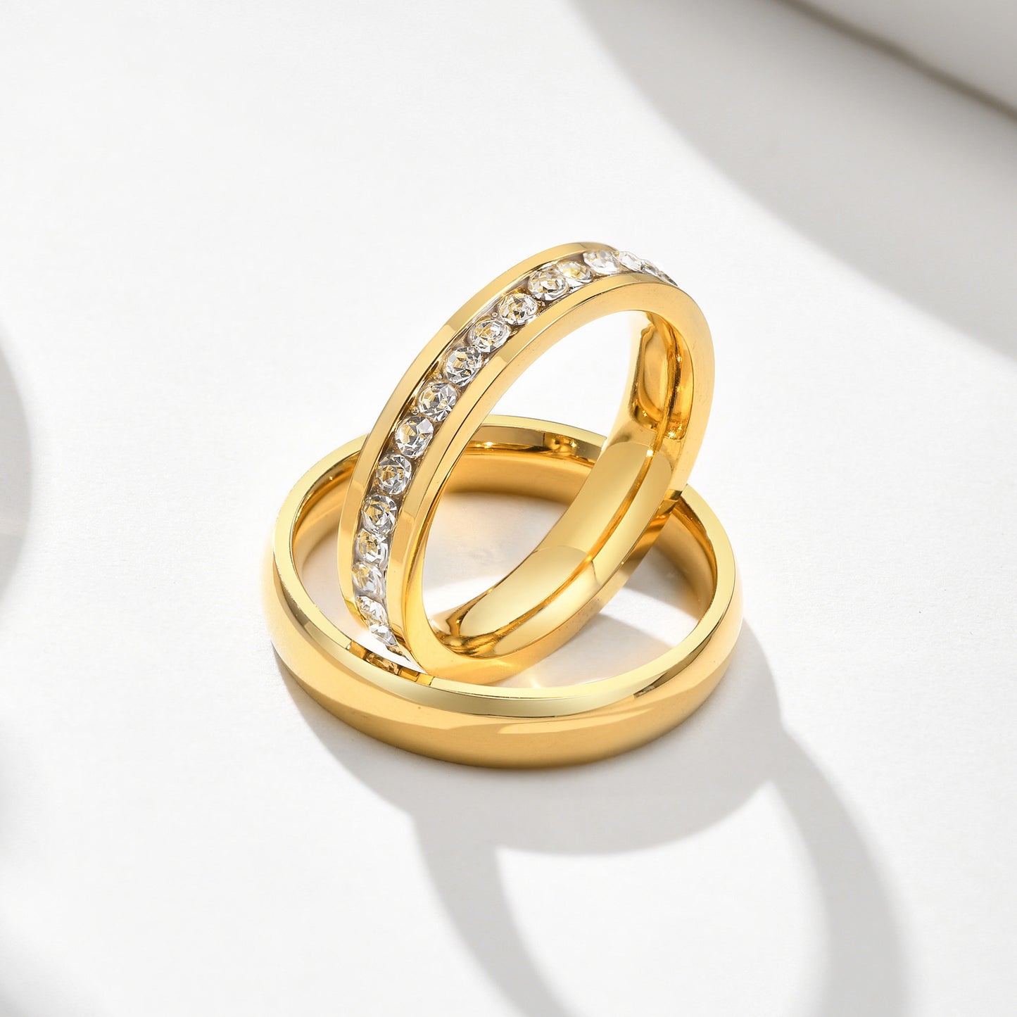 Couple Rings Set Geometric Design Rings For Him And Her Titanium Steel Promise Rings Wedding Bands Anniversary