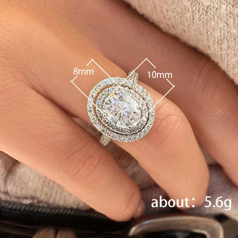 Oval Eight Heart Eight Arrow Zircon Ring Copper Geometric Style Platinum Color Sizes 6 7 8 9 10 X1PCS Ring Ring Ring