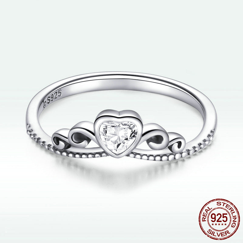 Heart Shaped Ring for Women Geometric Silver Electroplated Modern Design Elegant Heart Ring Electroplated Finish