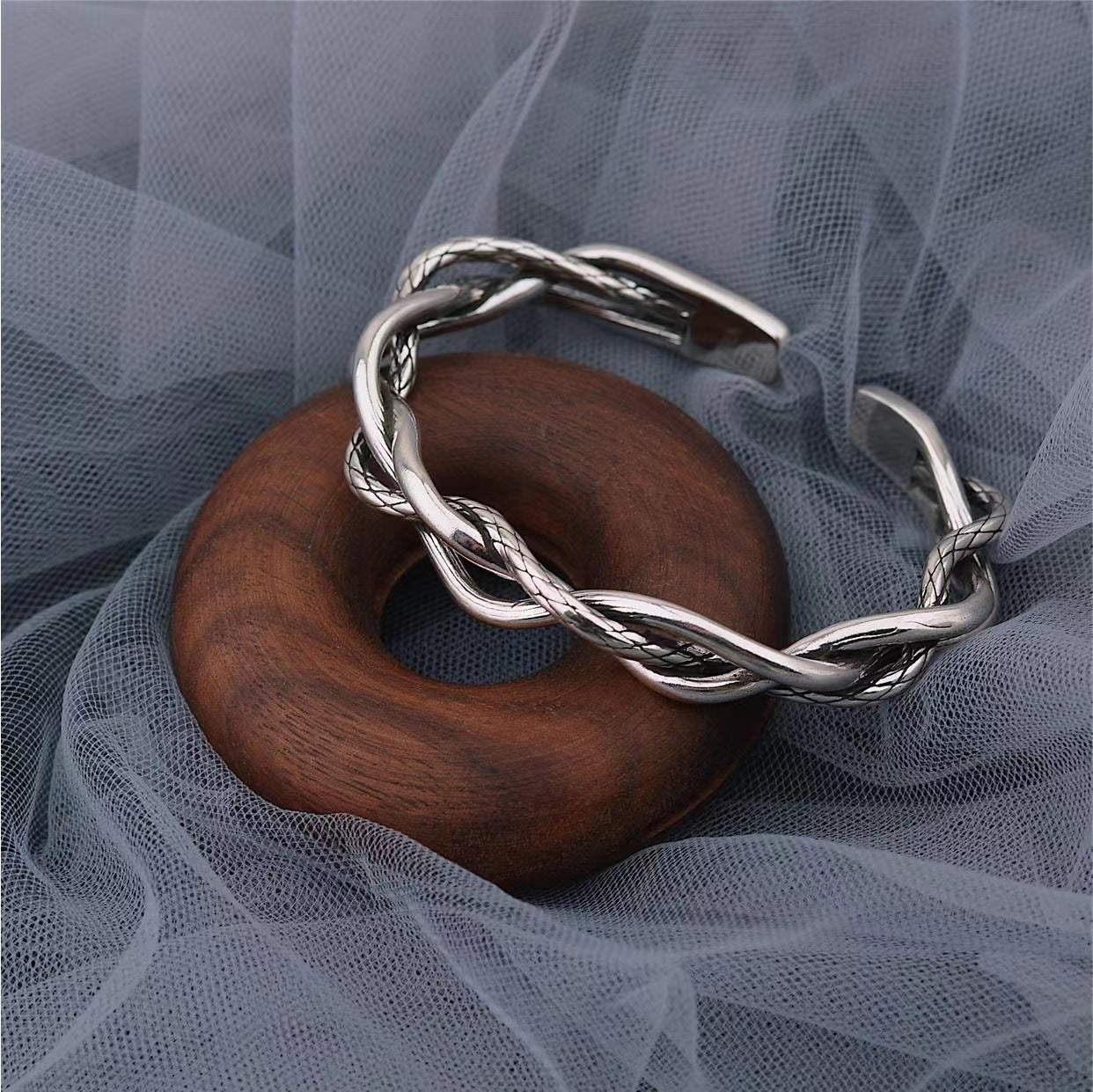 Womens Three Strand Twist Bracelet Adjustable Alloy Retro Electroplated Literary Jewelry Bangle Fashion Jewelry Gift