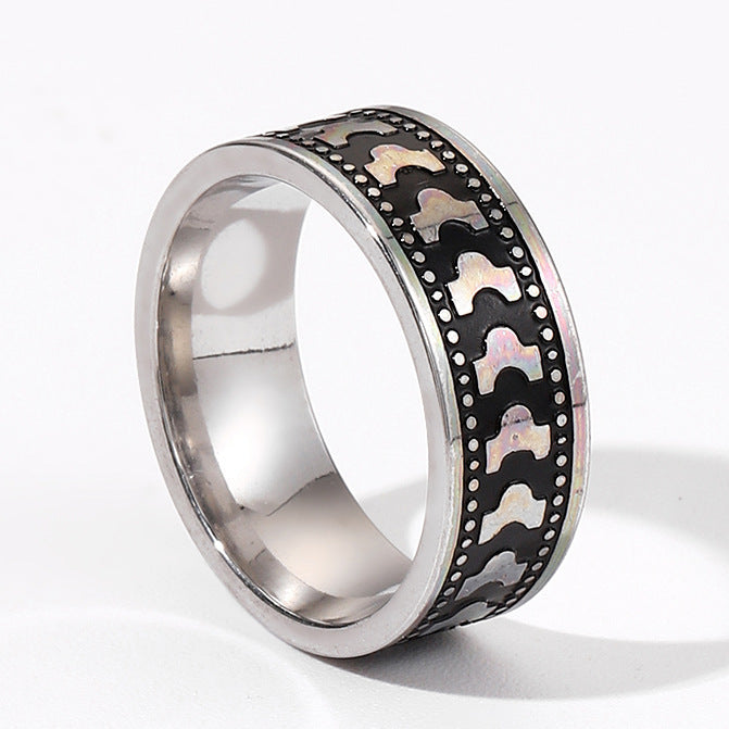 Geometric Titanium Ring Unisex Electroplated Band Jewelry