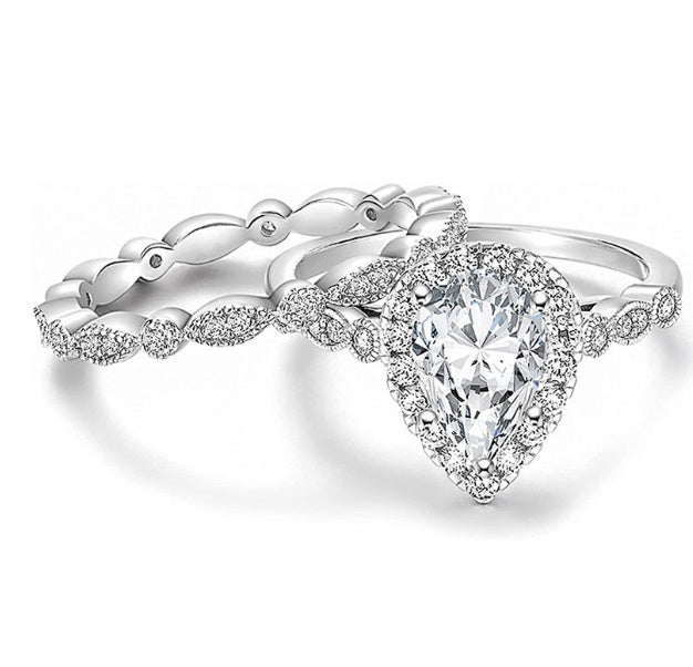 Womens Fashion Inlaid Zircon Heart Shaped Ring Silver European American Style Holiday Packaging Individually Packed