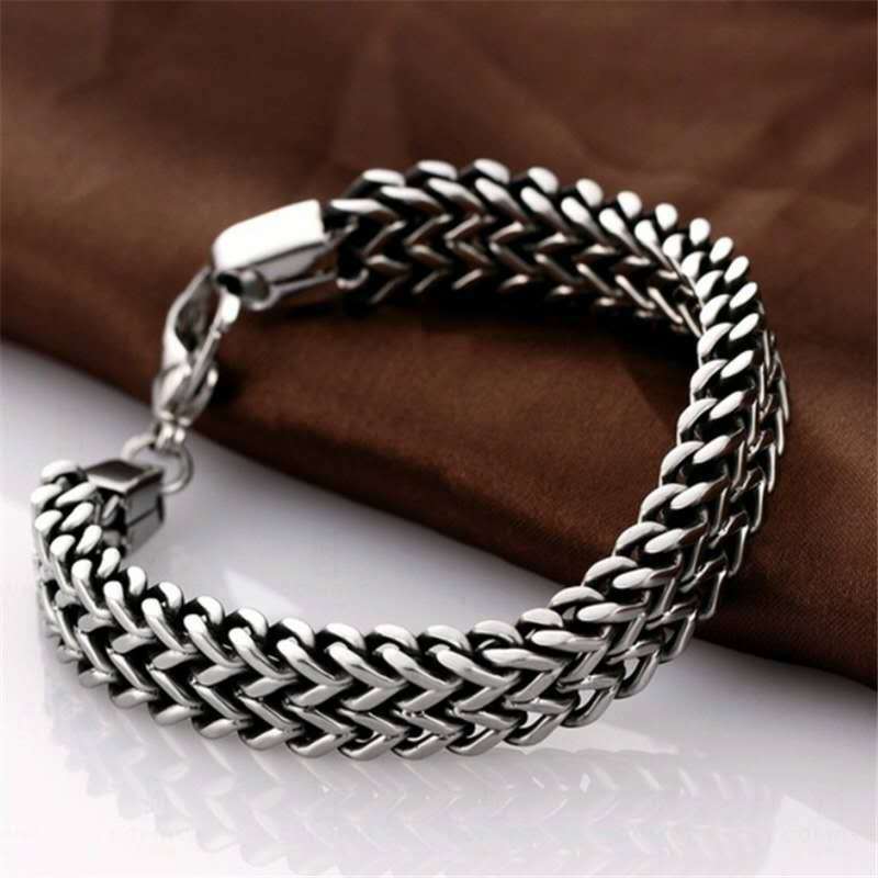 Titanium Steel Gold Inlaid Bangle Bracelet For Men 20cm