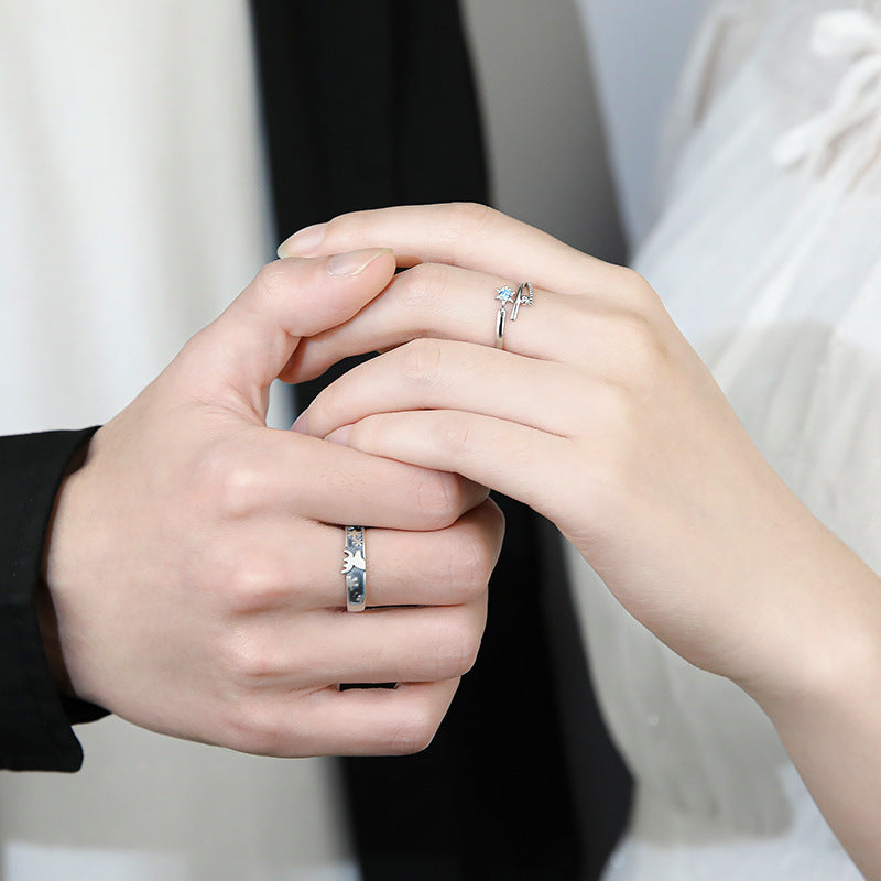 Couple Rings Set Adjustable Copper Rings Animal Zodiac Matching Rings For Him And Her Valentines Day Gift Electroplated