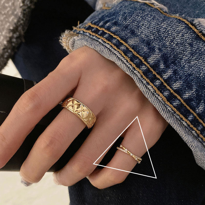 Geometric Square Ring Adjustable Opening Silver Plated Cupronickel Platinum Plated Jewelry For Women Fashion Trend